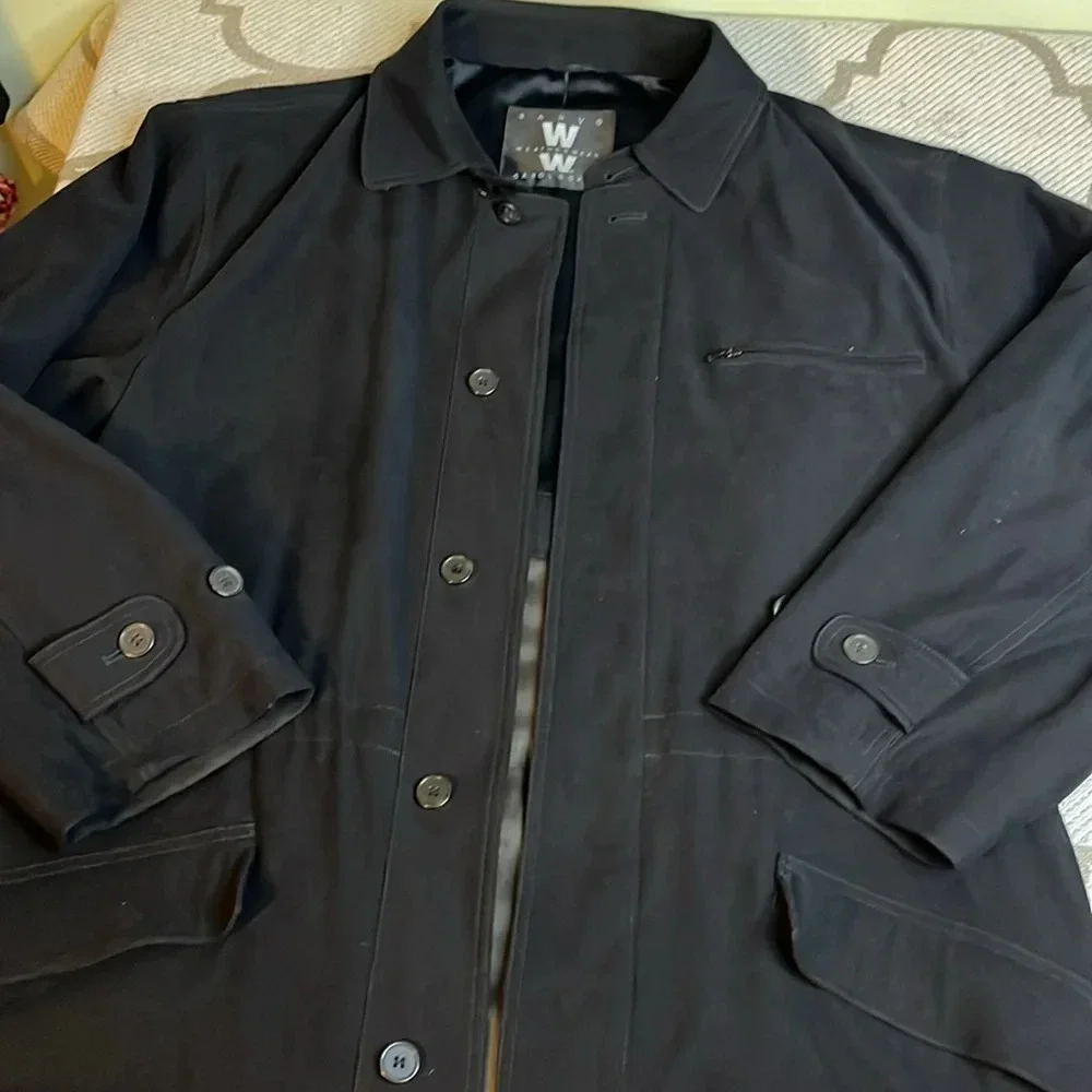 Sanyo Weather Wear Carol Cohen fully lined heavy microsuede button down coat